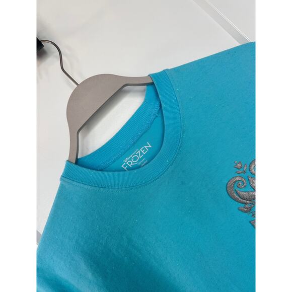 Disney Frozen Broadway Musical Let It Go Spirit Jersey Silver Glitter Blue SZ XS - Picture 2 of 12